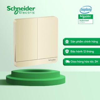 Công tắc đôi 1 chiều Schneider E8332L1LED_WG_G19 - 16A - Vàng ánh kim - 2 gang - có đèn Led