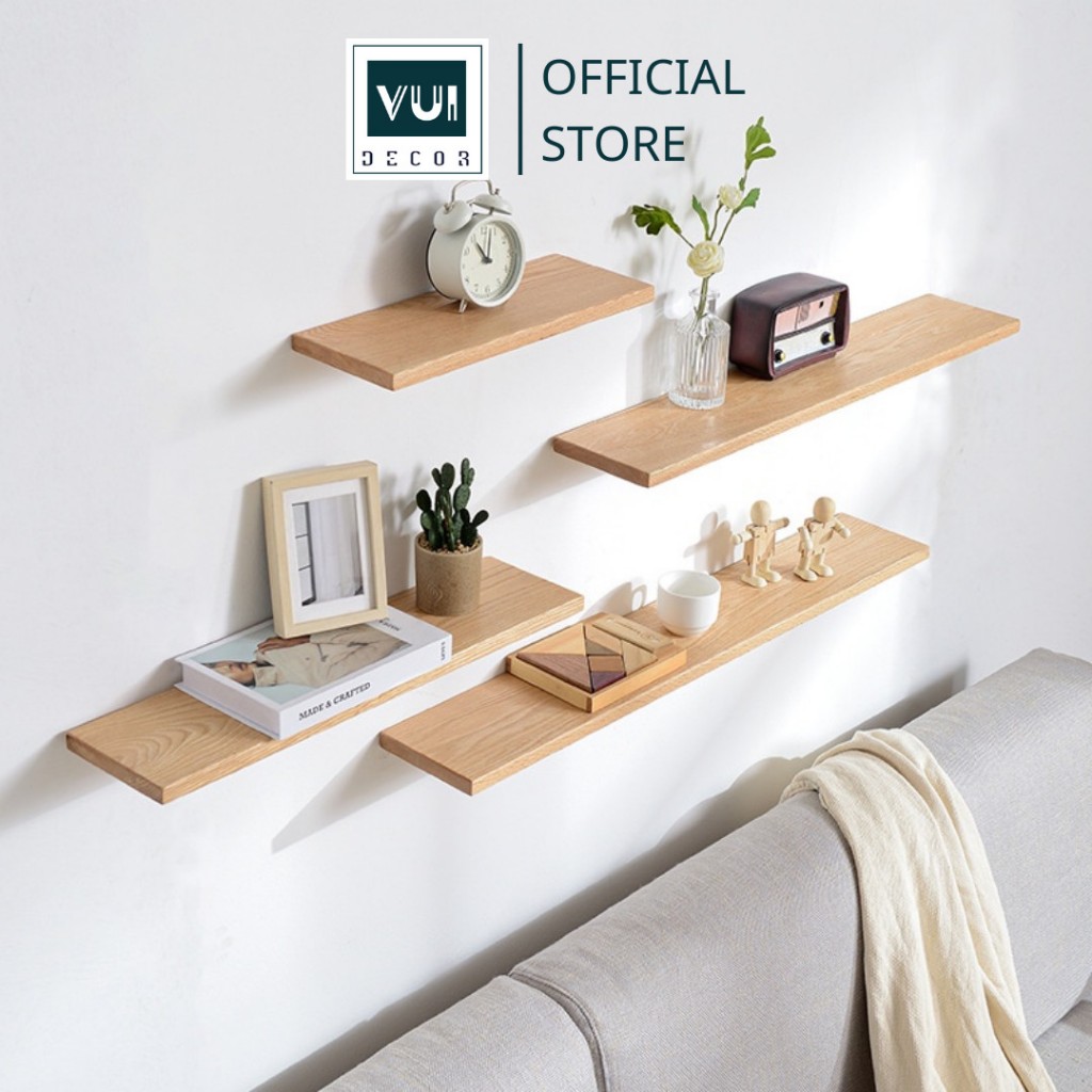 Kệ Gỗ Treo Tường Trang Trí Decor, Kệ Treo Tường Thanh Ngang Gỗ MDF Lõi Xanh Chống Ẩm Chống Xước - DTT01