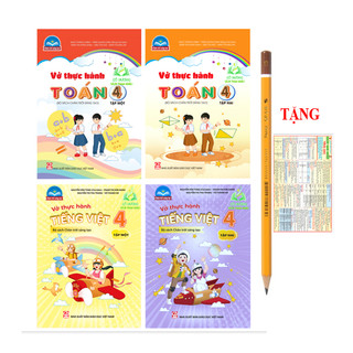 Sách - combo 4 cuốn vở thực hành toán + tiếng việt 4 tập 1+2