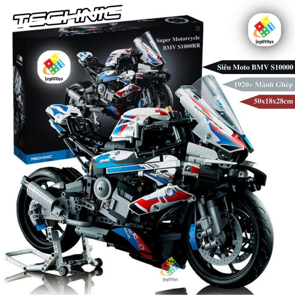 Mô hình Siêu Xe MOTOR BWM S1000rr phiên bản tỉ lệ 1:5 - Bộ Đồ Chơi Lắp Ráp Xe Máy - Tặng Đèn Phát Sáng