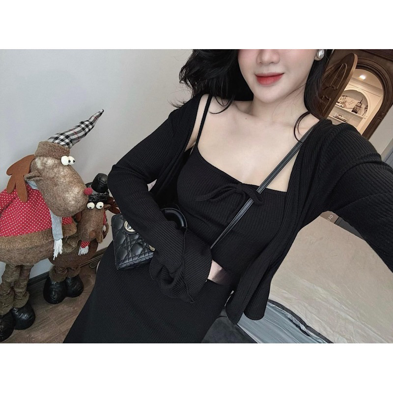 Váy Body Nơ Kèm Khoác L1