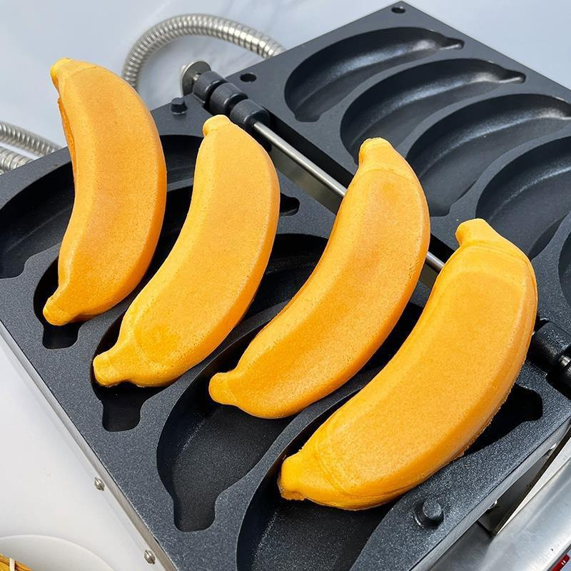 Máy làm bánh chuối 5 khuôn BC50. Máy nướng bánh hình quả chuối công nghiệp bảo hành 12 tháng