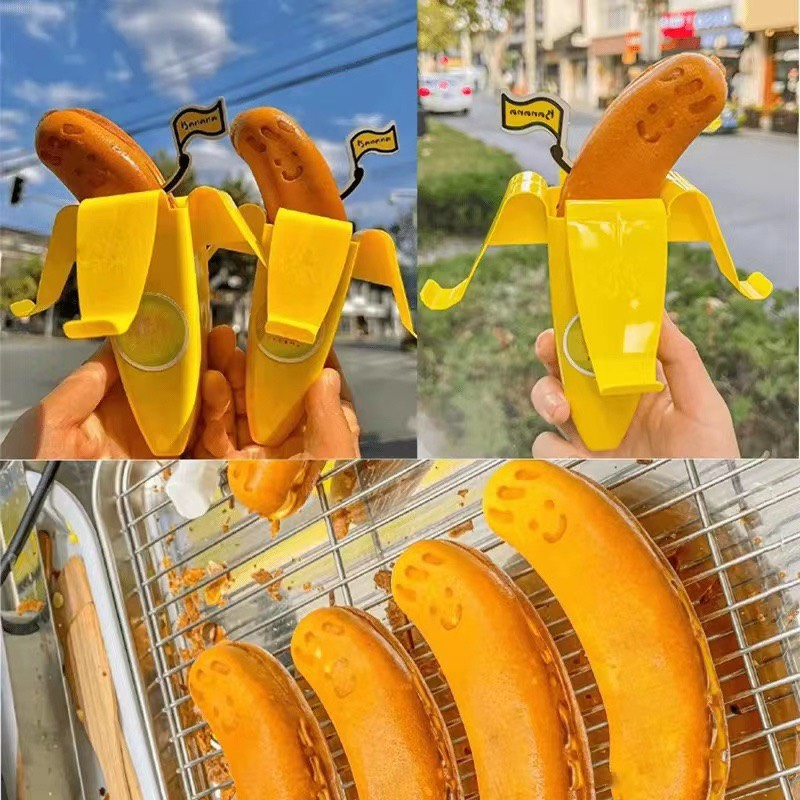 Máy làm bánh chuối 5 khuôn BC50. Máy nướng bánh hình quả chuối công nghiệp bảo hành 12 tháng