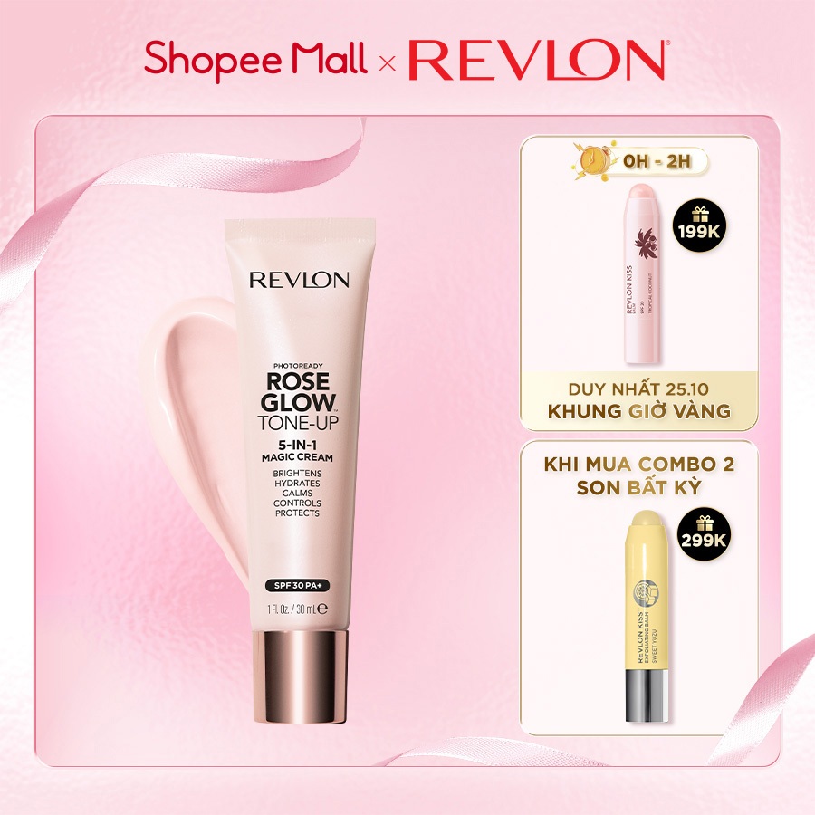 Kem lót chuyên nghiệp 5in1 Revlon Photoready Rose Glow Tone-Up 5in1 Magic Cream SPF 30PA+ 30ml