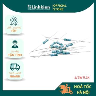 Điện trở vạch 1/2W 5.1K 1% chân đồng túi 10 chiếc mylinhkien