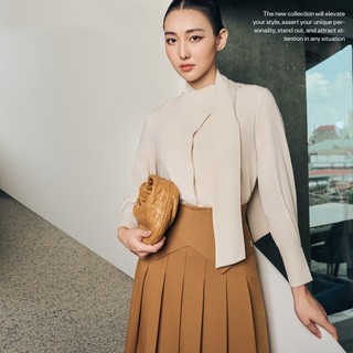 Áo sơ mi dài tay cổ tròn cách điệu d.chic ms: 1812325