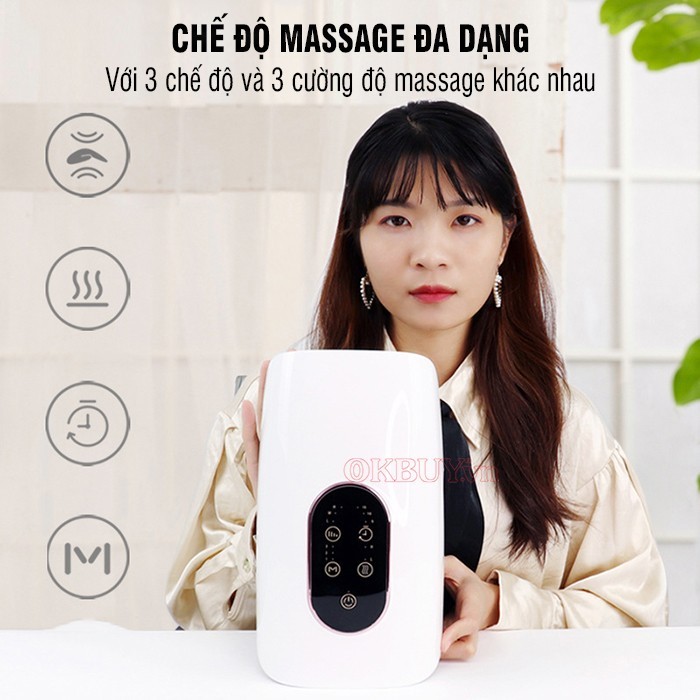 Máy massage bàn tay pin sạc ST-1801A, xoa bóp nén ép trị bằng áp suất khí và nhiệt nóng trị liệu tê tay | OKbuy