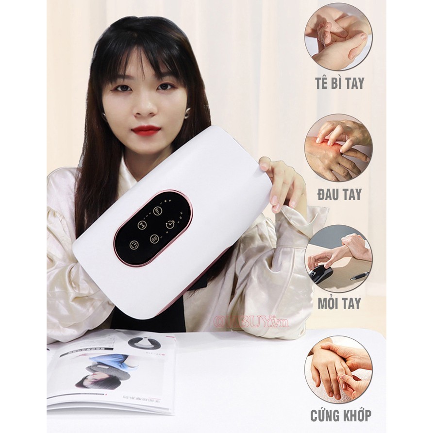 Máy massage bàn tay pin sạc ST-1801A, xoa bóp nén ép trị bằng áp suất khí và nhiệt nóng trị liệu tê tay | OKbuy