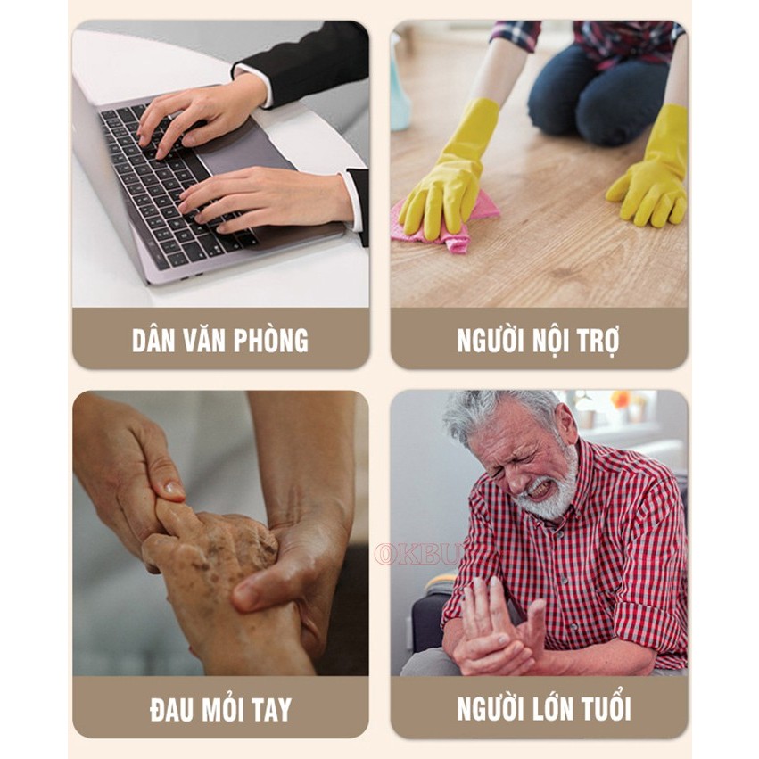 Máy massage bàn tay pin sạc ST-1801A, xoa bóp nén ép trị bằng áp suất khí và nhiệt nóng trị liệu tê tay | OKbuy
