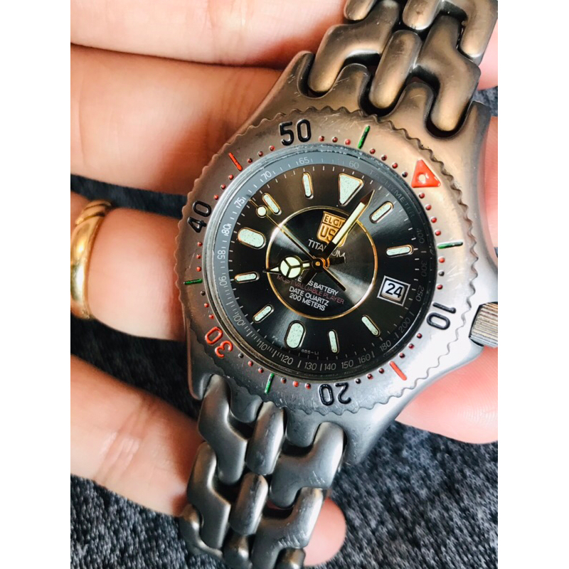 đồng hồ nam Elgin USA titanium niềng xoay mặt 2 lồng size 41mm