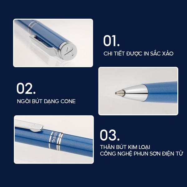 Bút bi, bút ký cao cấp Thiên Long thân kim loại, thiết kế hiện đại, thích hợp ký và ghi chép hàng ngày Biz-12