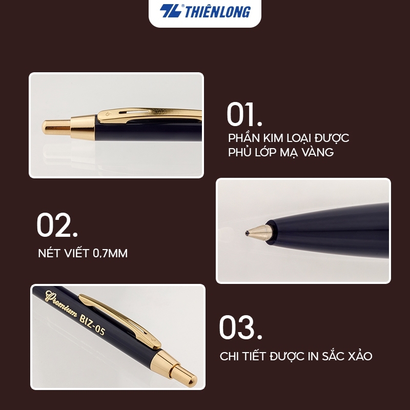 Bút bi cao cấp Bizner BIZ-05 - xanh, cán xanh nhạt, hộp 1