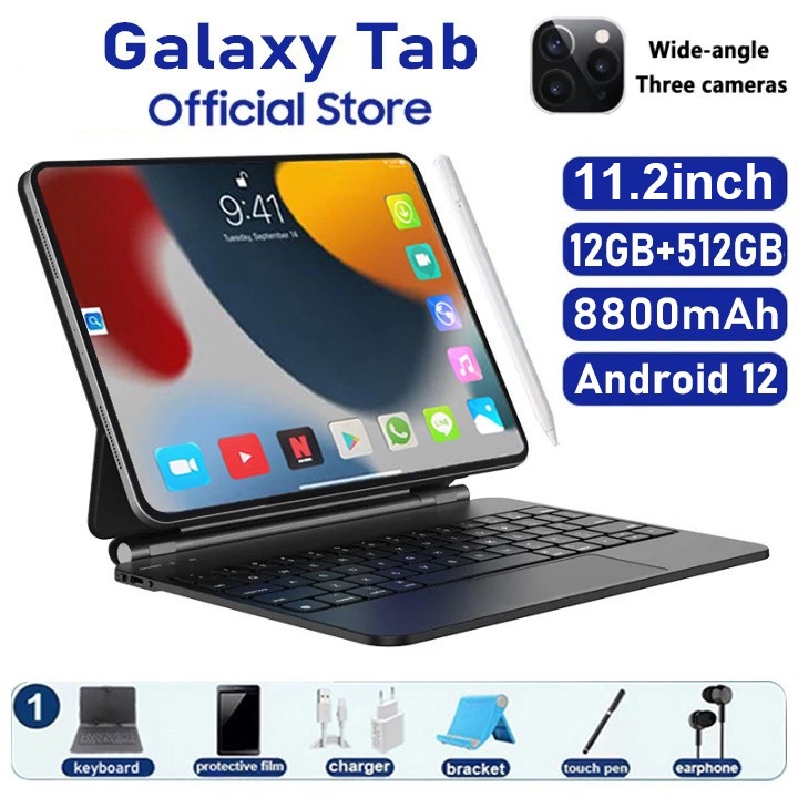 Máy tính bảng HP mới【12GB+512GB】11.2inch Galaxy máy tính bảng học văn phòng giải trí giá rẻ tablet pc