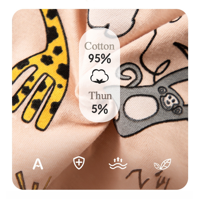 Combo 4 quần sịp đùi bé trai họa tiết hươu cao cổ, quần lót cho bé trai cotton thoáng mát hình ngộ nghĩnh dễ thương