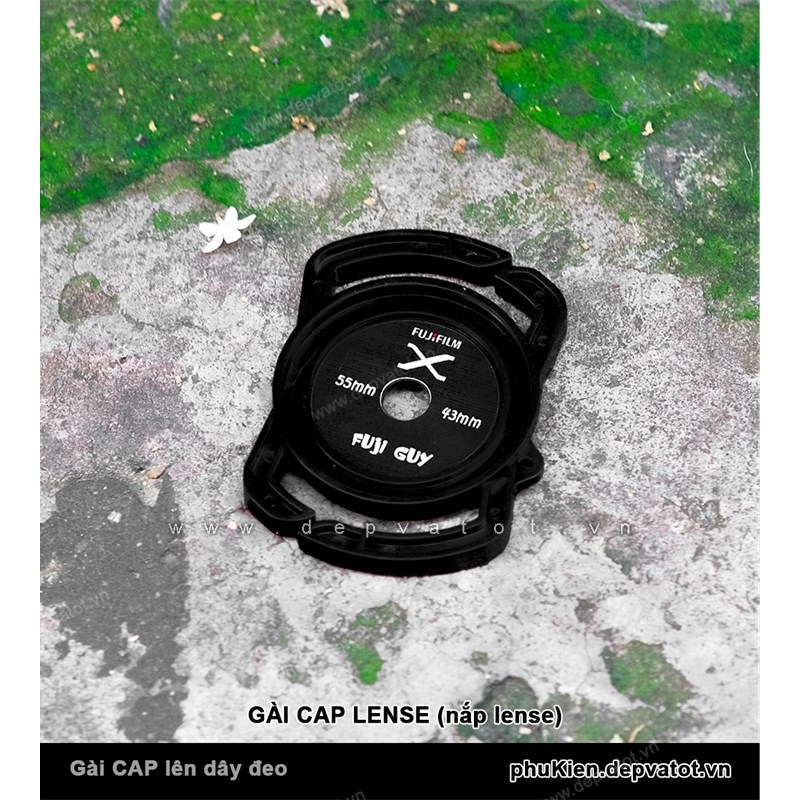 Gài nắp lense lên dây đeo các hãng Fujifilm, Sony, Canon, Nikon, Olympus, Pentax, Panasonic