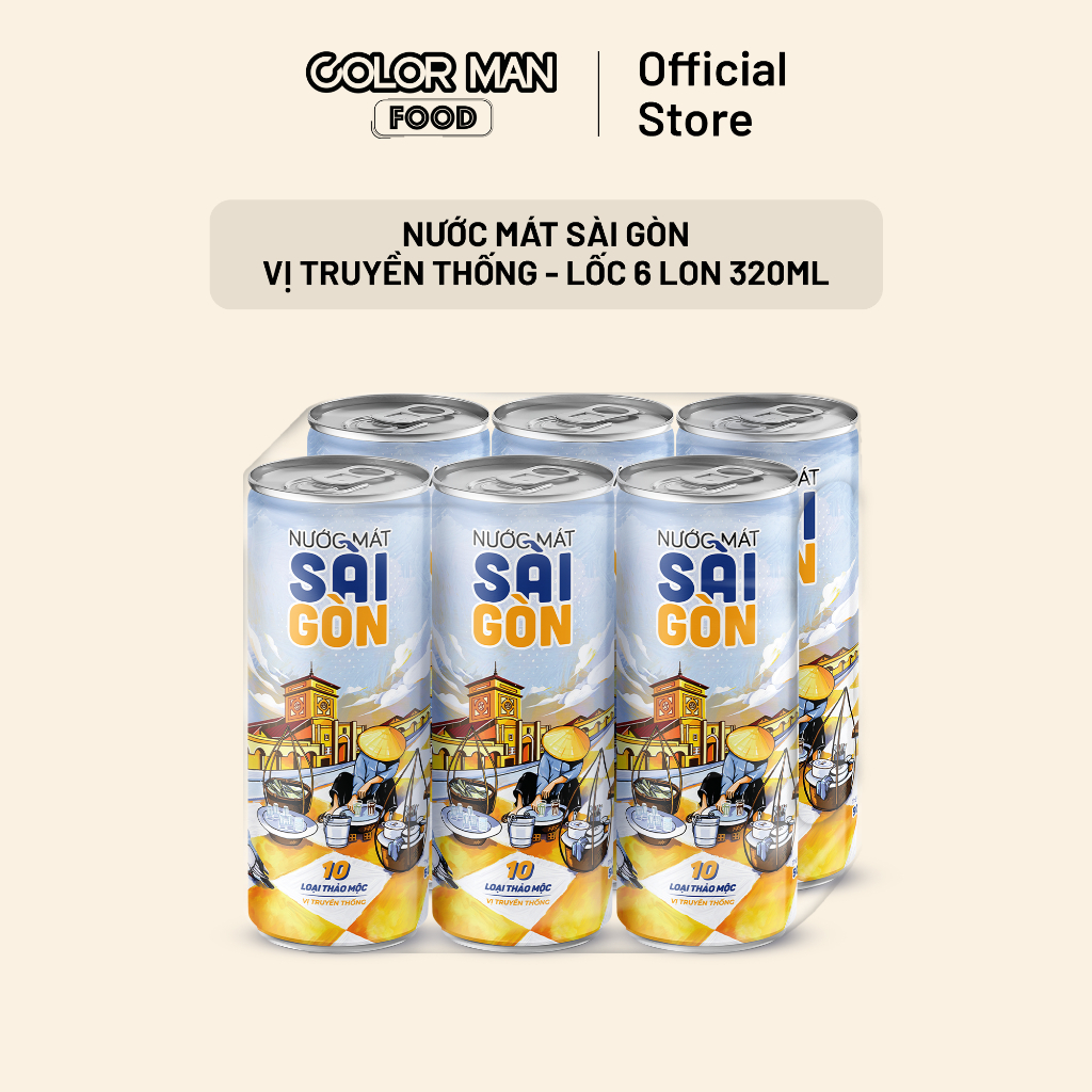 Lốc Nước mát Sài Gòn vị Truyền thống (6 x 320ml)