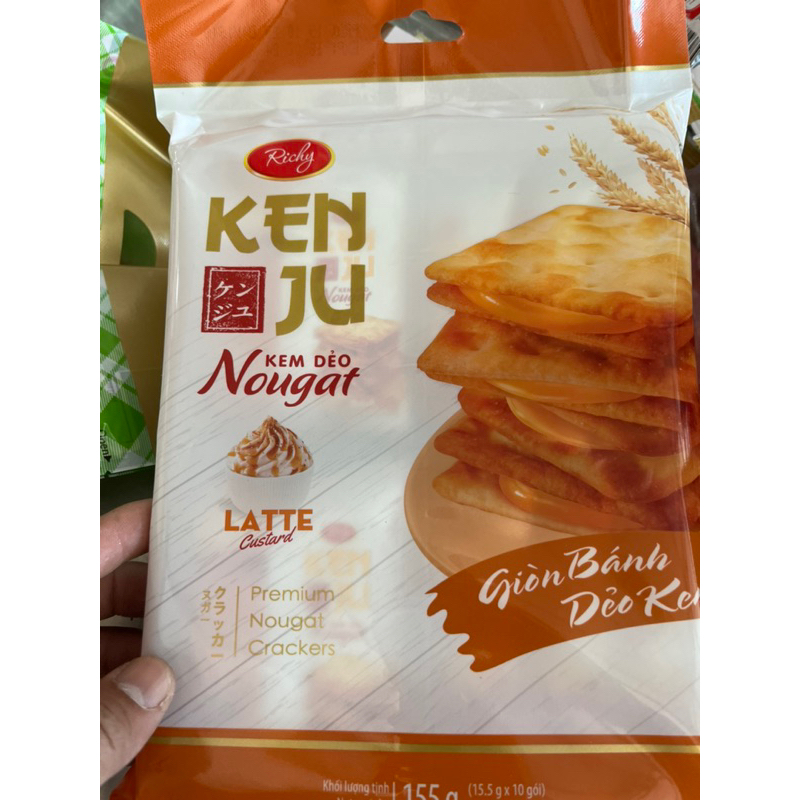 Bánh giòn kem dẻo Nougat hành, cà phê Kenju 186g
