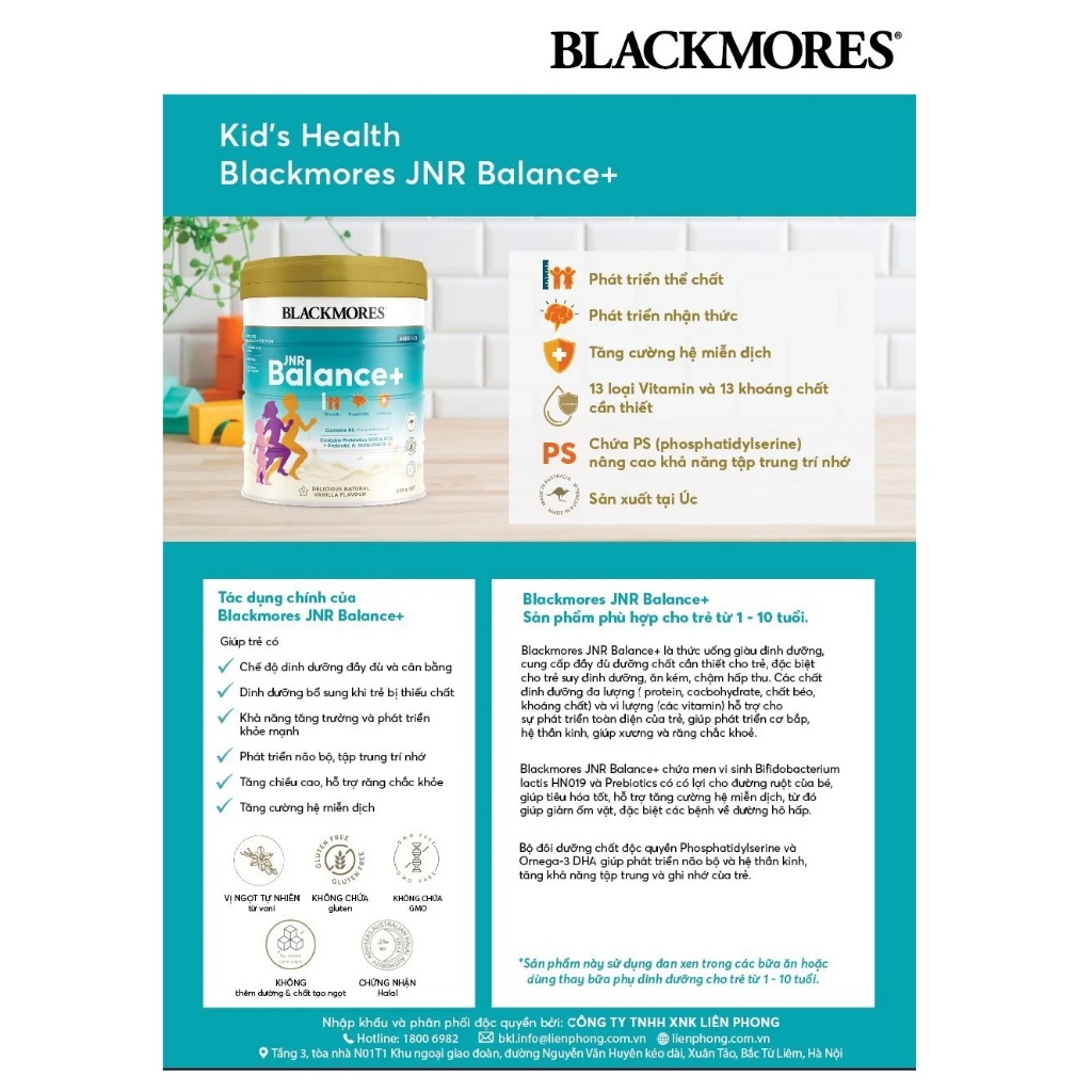 Sữa Blackmores JNR Balance+ Úc 850g/400g (Nhập Khẩu Cty Liên Phong)