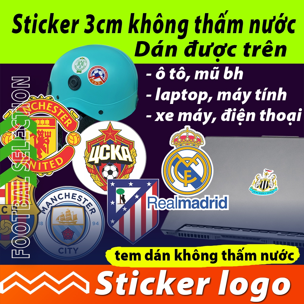 Tem dán Sticker không thấm nước logo MC Manchester City đội bóng dán laptop máy tính,mũ bh,điện thoại,ô tô xe máy