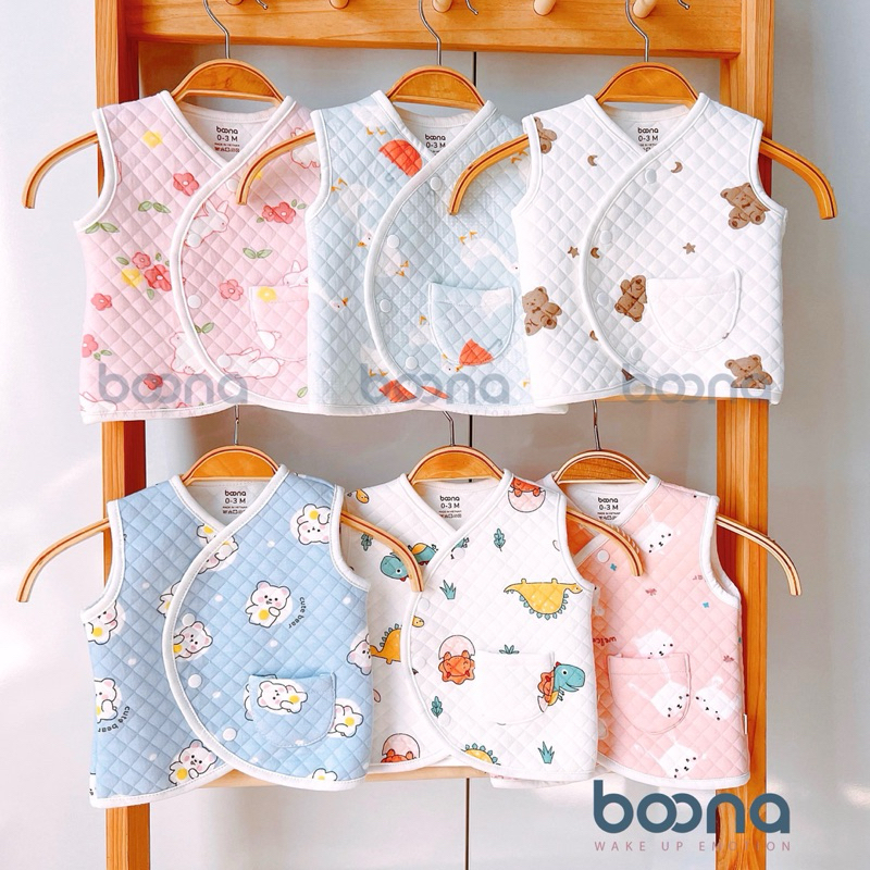 Áo gile xốp Hàn mềm mại hoạ tiết