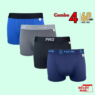 COMBO 4 Quần Lót Nam Boxer Thun Lạnh Cao Cấp, Co Giãn Cực Tốt, Quần Sịp Nam Thấm Hút Mồ Hôi, Thoáng Mát