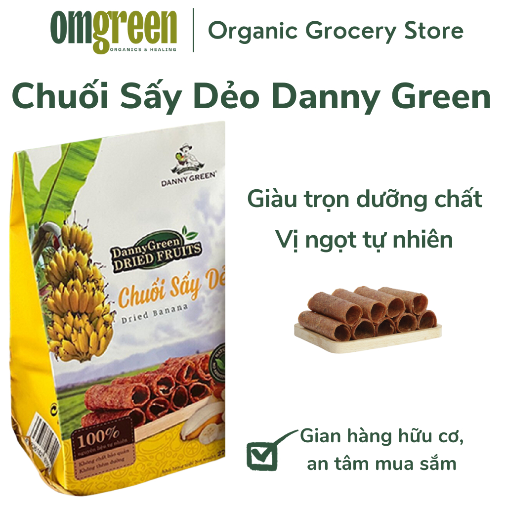 Chuối sấy dẻo không đường, không chất bảo quản Danny Green 100g - OmGreen Organics