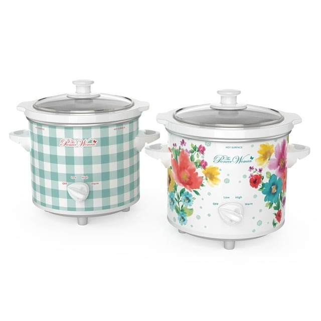 Bộ 2 Nồi nấu chậm Breezy Blossom and Teal Gingham - Pioneer Woman