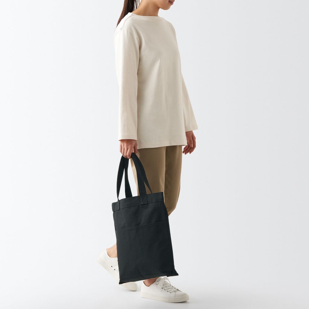 Muji Túi Tote Dáng Cao Vải Canvas Cotton Ấn Độ