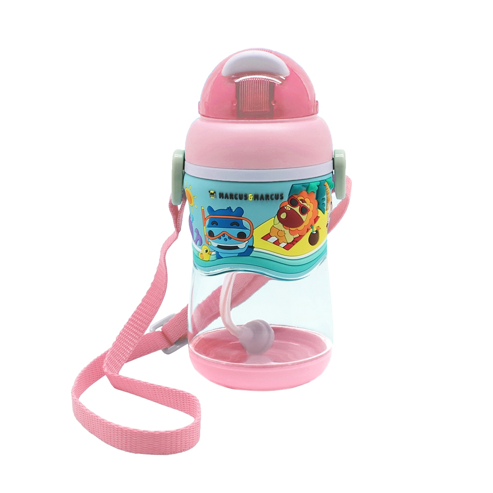 Bình uống nước tritan ống hút đáy nặng có tay cầm và quai treo Marcus & Marcus bé từ 12 tháng
