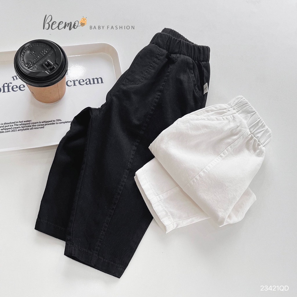 Quần dài kaki may ly nổi Beemo cho bé, quần kaki mềm dáng baggy cho bé trai bé gái