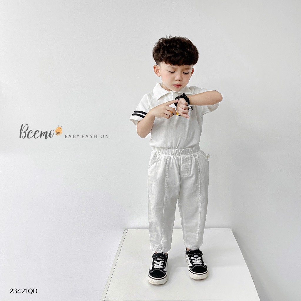 Quần dài kaki may ly nổi Beemo cho bé, quần kaki mềm dáng baggy cho bé trai bé gái