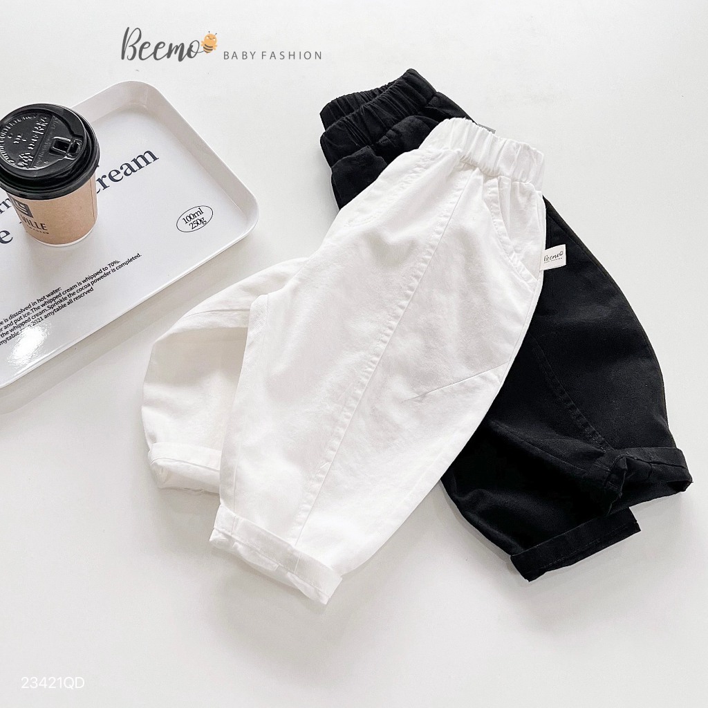 Quần dài kaki may ly nổi Beemo cho bé, quần kaki mềm dáng baggy cho bé trai bé gái