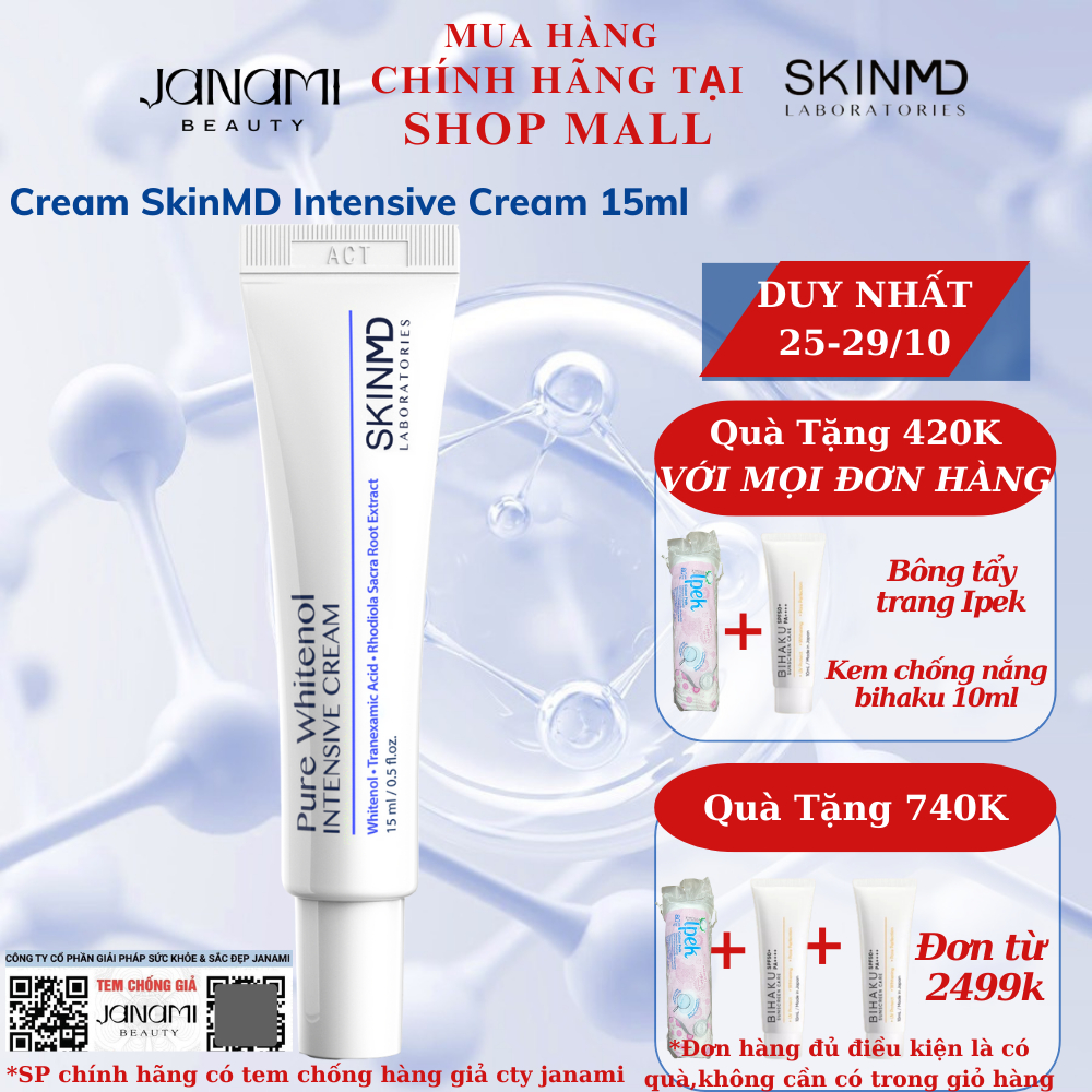 SKINMD LABORATORIES Kem trắng da mặt nám mờ thâm sạm nám SkinMD SKINMD PURE WHITENOL INTENSIVE