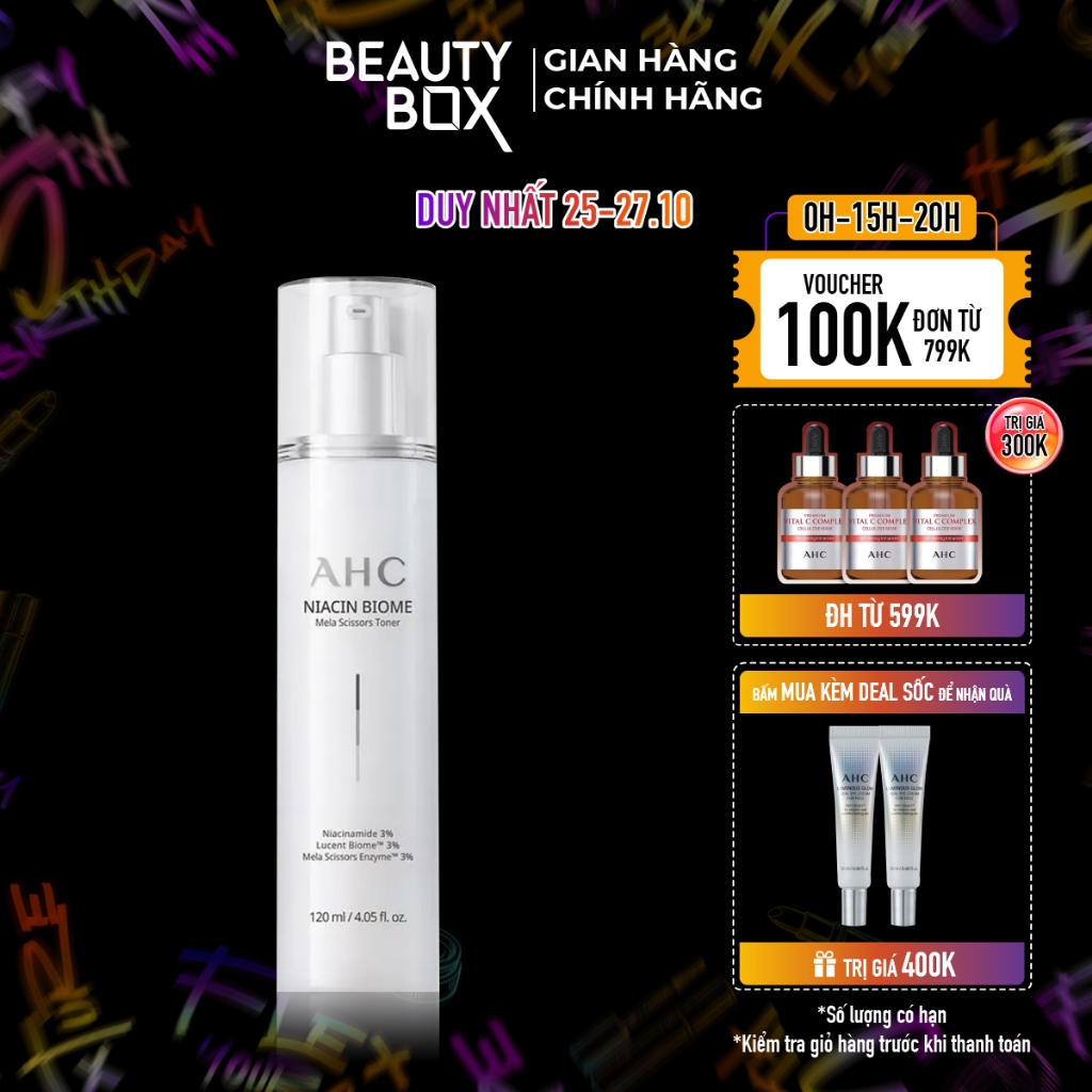 Nước Cân Bằng Làm Sáng Da AHC Niacin Biome Mela Scissors Toner 120ml