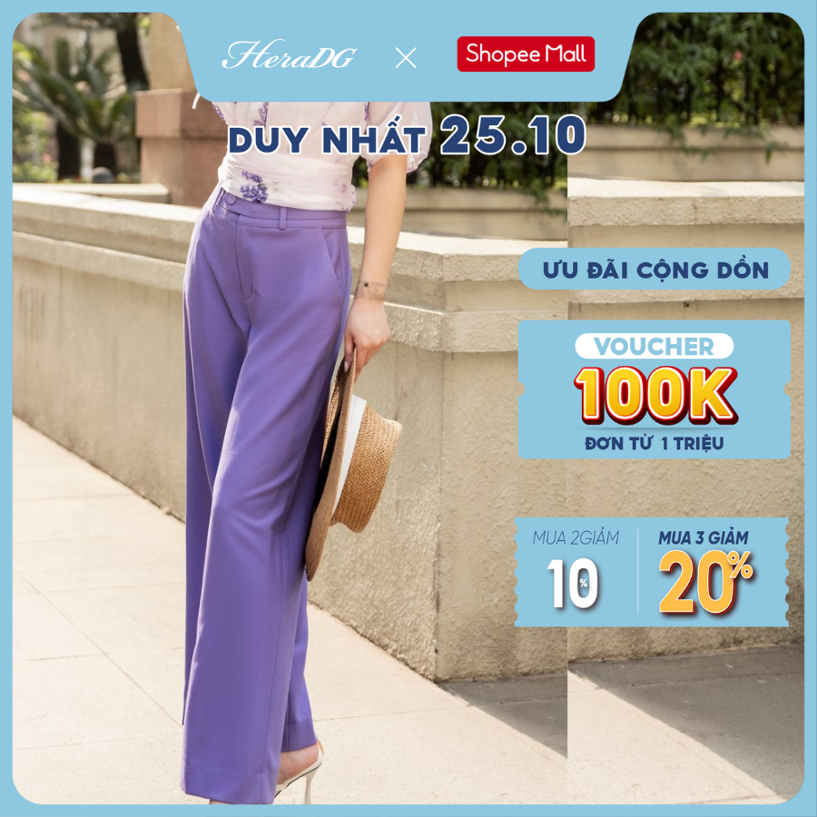 Quần suông túi chéo diễu cạp trang trí HeraDG thiết kế dáng cullottes đẹp chất liệu Tuytsi cao cấp SQDBC2002