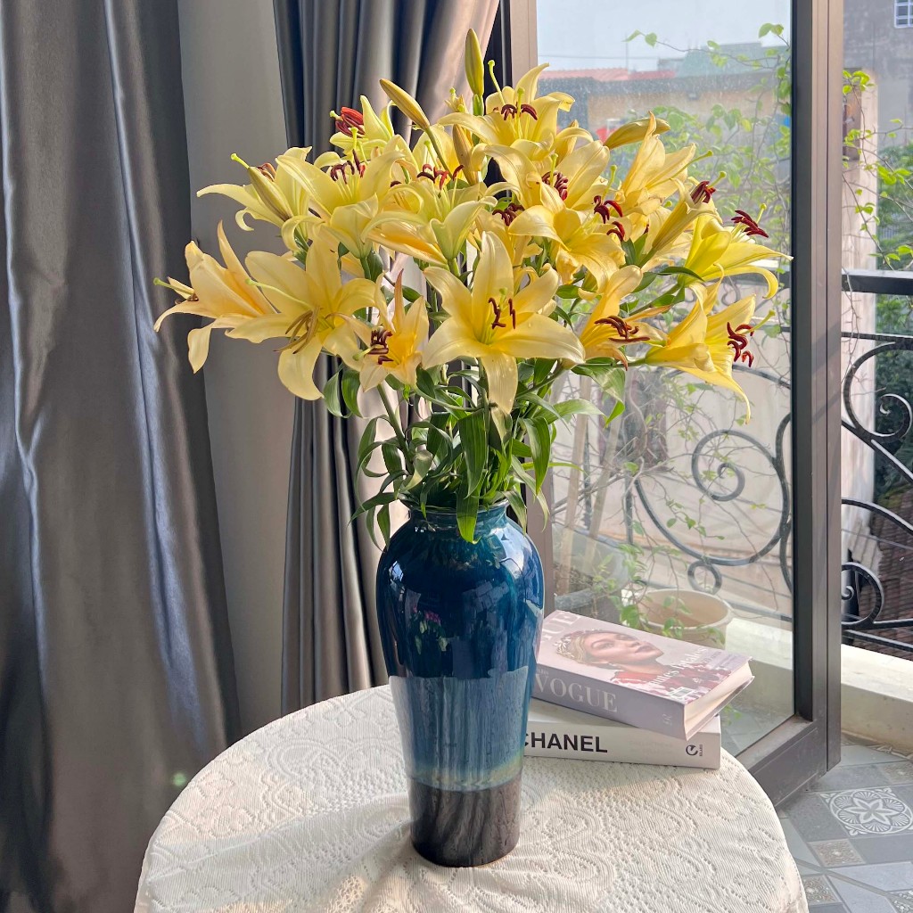 Bình gốm sứ Bát Tràng cao cấp  trang trí ngày Tết - Lọ hoa decor cắm đào, tuyết mai, đào đông đỏ, cành lựu đẹp