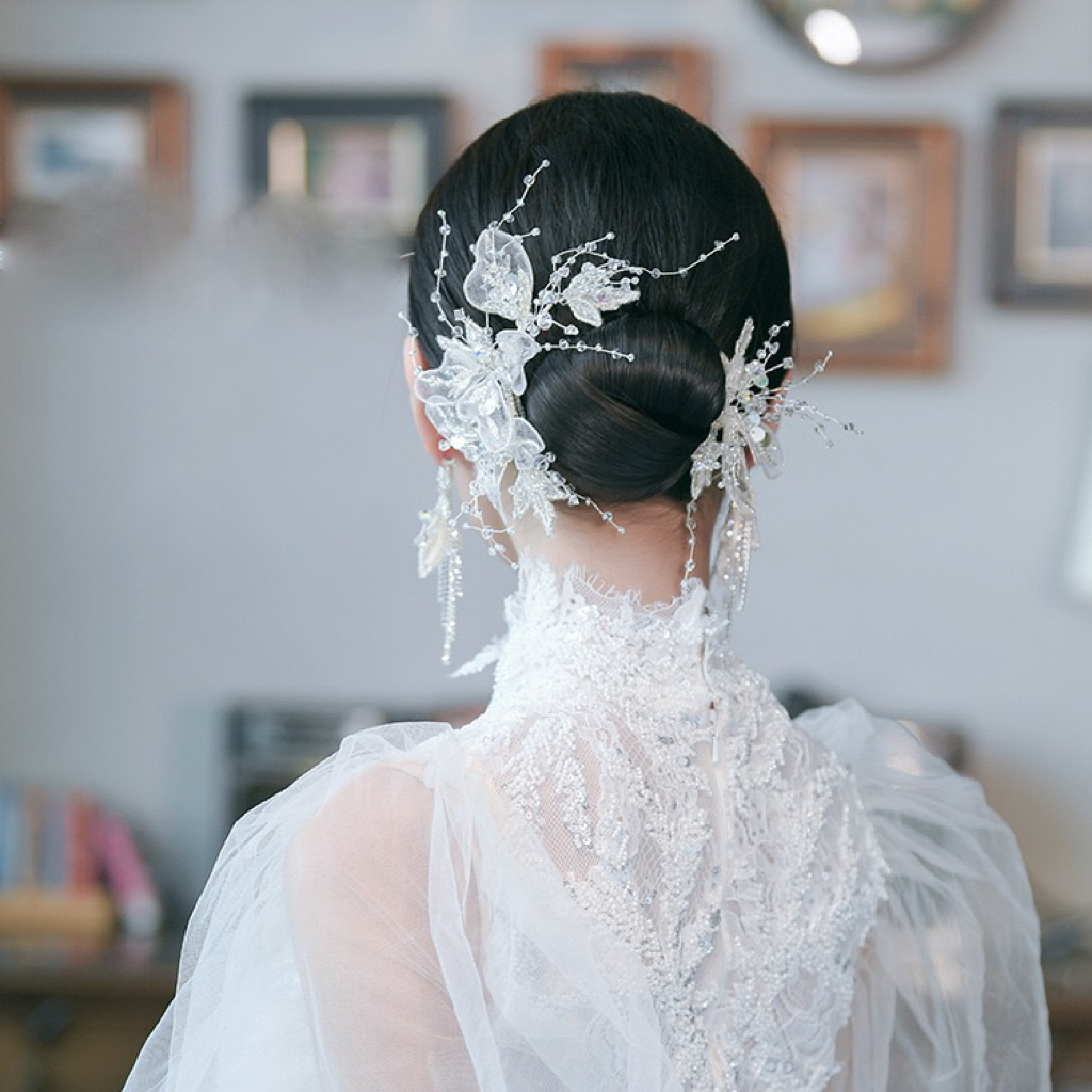 Sét Hoa Cài Tóc Kèm Bông Tai mã W733