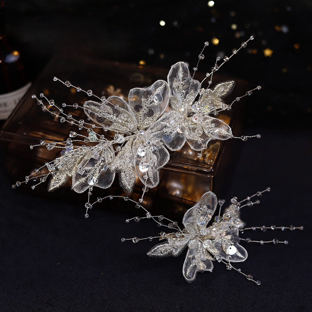 Sét Hoa Cài Tóc Kèm Bông Tai mã W733