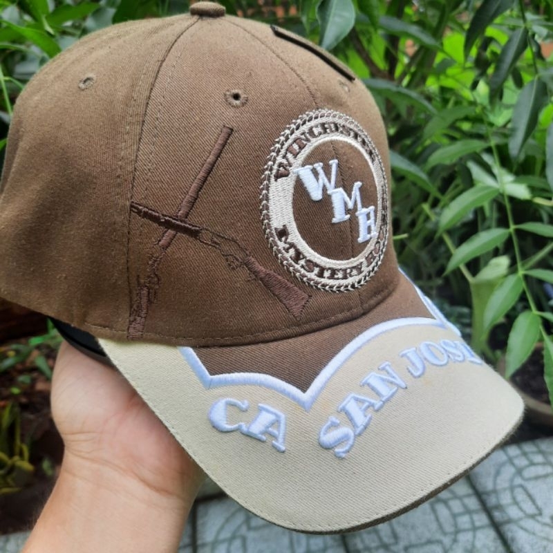 Mũ màu nâu họa tiết đẹp, sang trọng/ nón màu nâu logo WMH SANJOSE hàng VNXK.