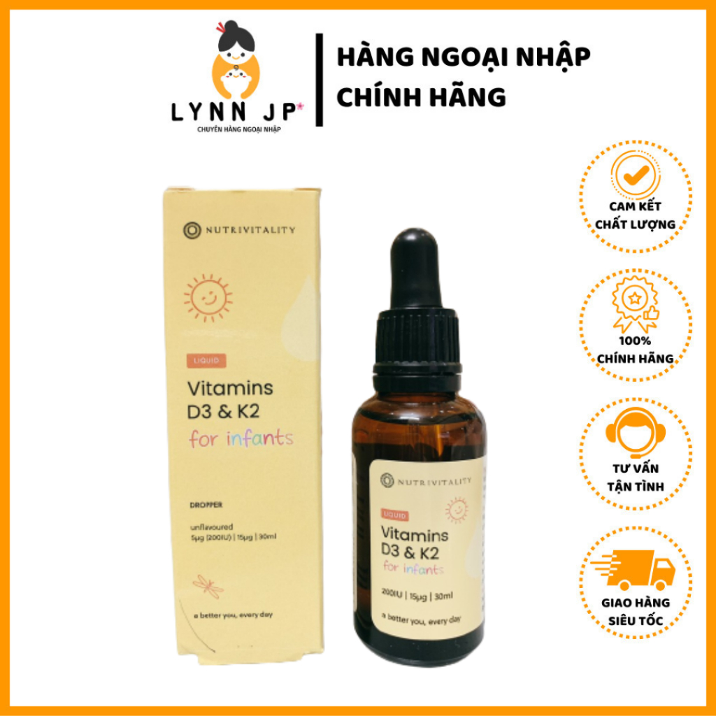 Vitamin D3 K2 Mk7 30Ml Của Anh Nutrivitality Giúp Tăng Chiều Cao Cho Bé Từ Sơ Sinh Giúp Bé Phát Triển Toàn Diện