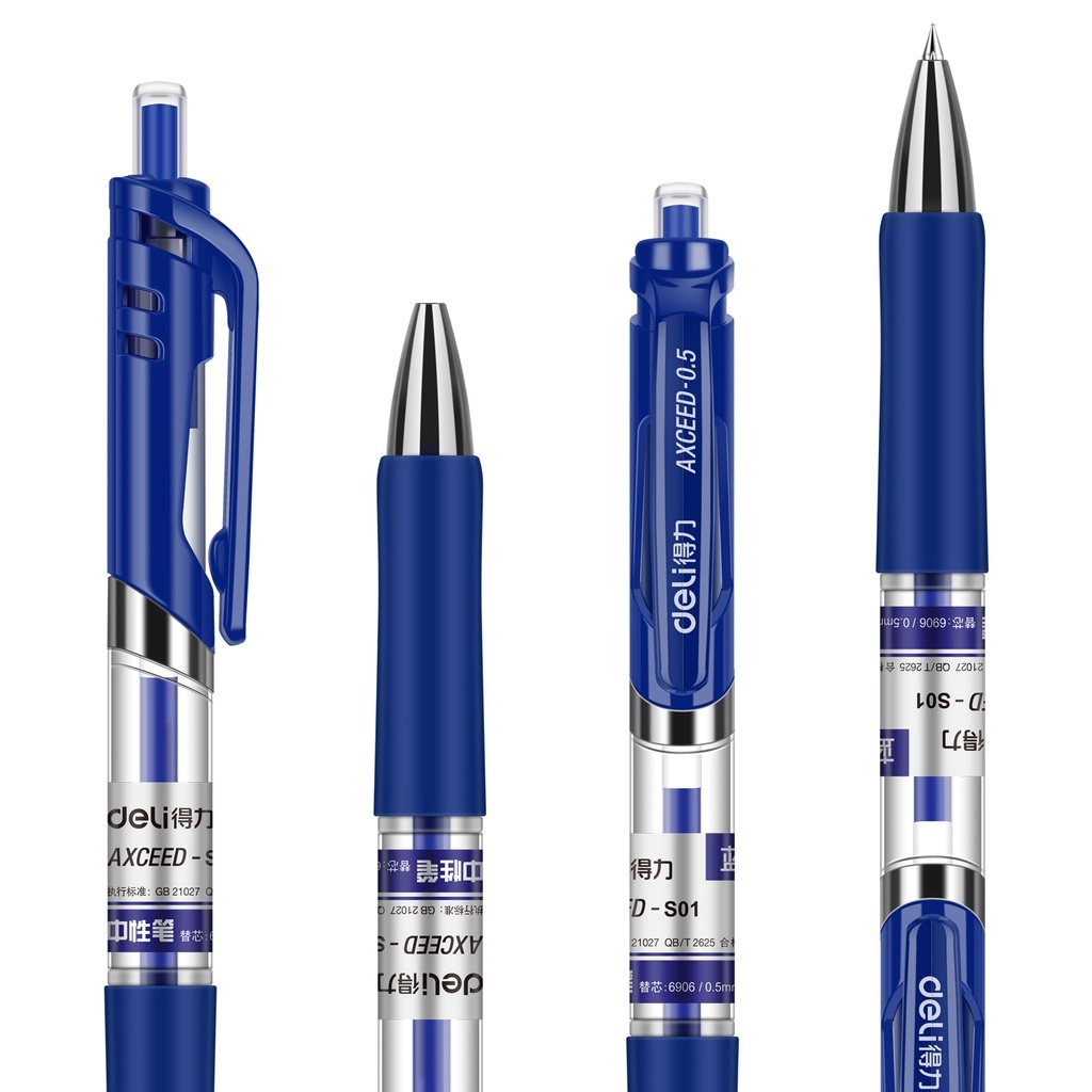 Bút Gel Deli S01 4 màu mực, ngòi 0.5mm Cho Học Sinh Và Văn Phòng