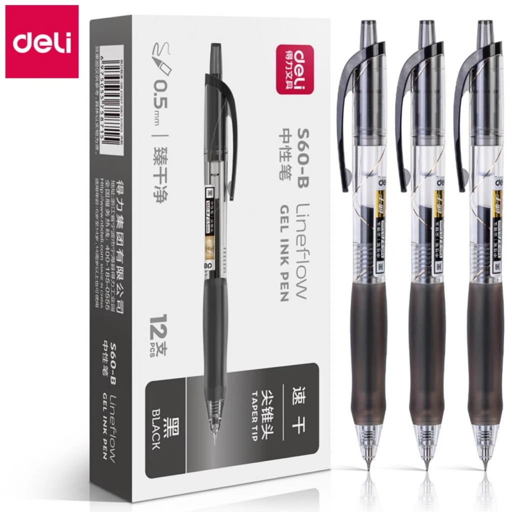 Bút gel Deli S60-B khô nhanh ngòi 0,5mm