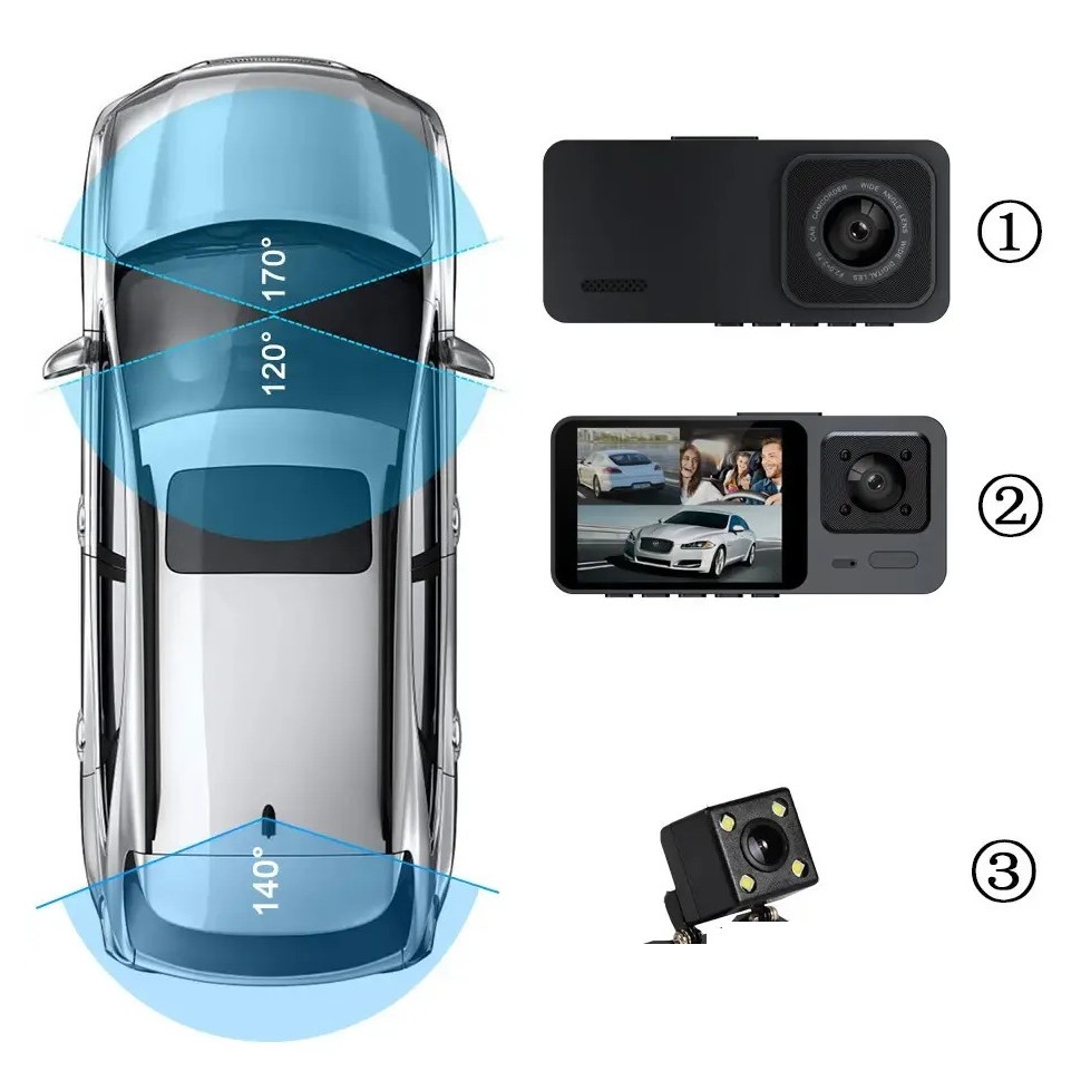 Camera Hành Trình Ô Tô 3 Mắt S10 Plus Có WiFi Full HD 1080p Hỗ Trợ Kết Nối Điện Thoại Xem Qua App