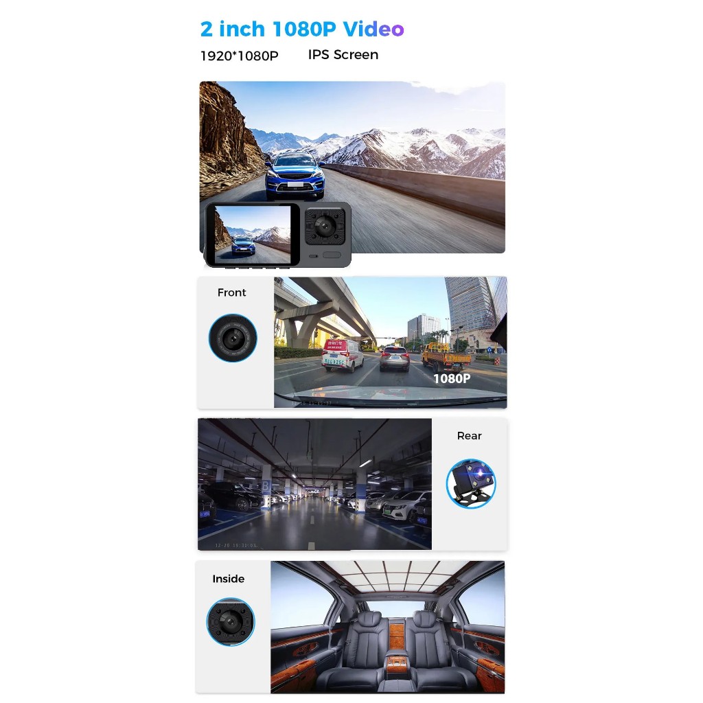 Camera Hành Trình Ô Tô 3 Mắt S10 Plus Có WiFi Full HD 1080p Hỗ Trợ Kết Nối Điện Thoại Xem Qua App