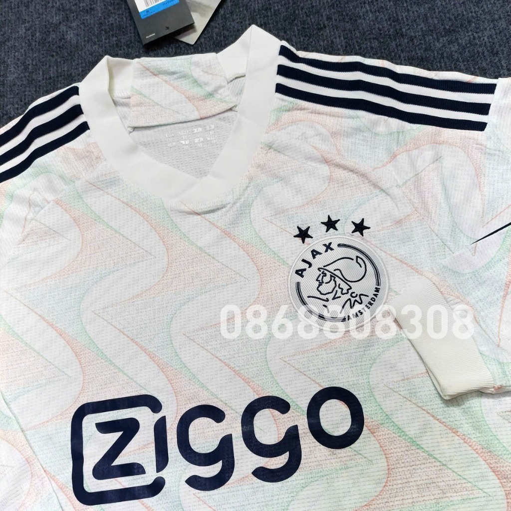Áo bóng đá Ziggo Ajax 23/24 Away Jersey sân khách trắng dài tay logo thêu năm 2023 2024 tay dài