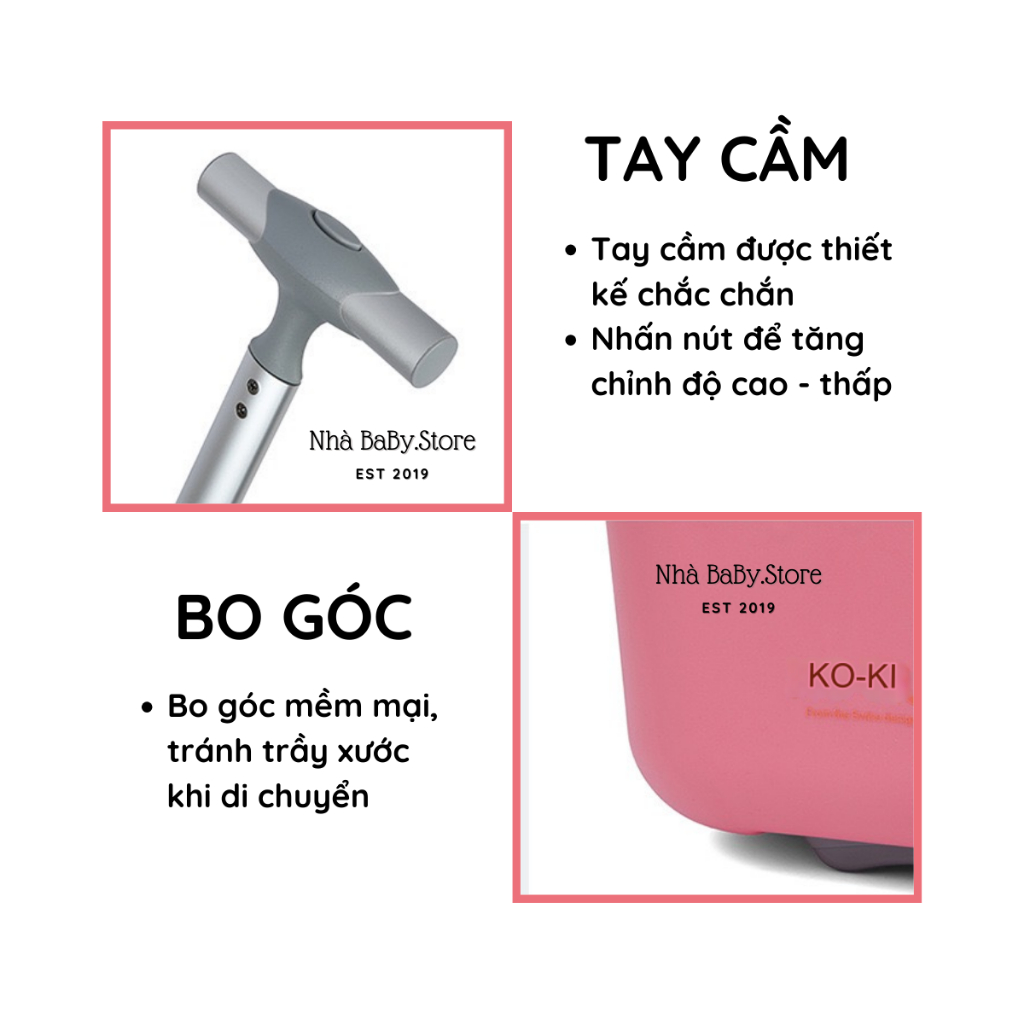 Vali Smile kiêm xe đẩy chính hãng Koku 21.5L Tặng kèm túi quà