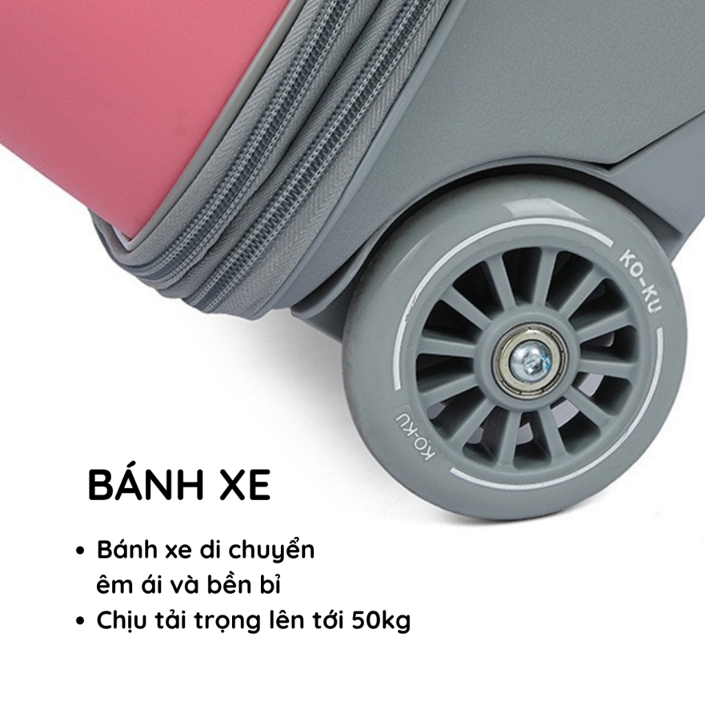 Vali Smile kiêm xe đẩy chính hãng Koku 21.5L Tặng kèm túi quà