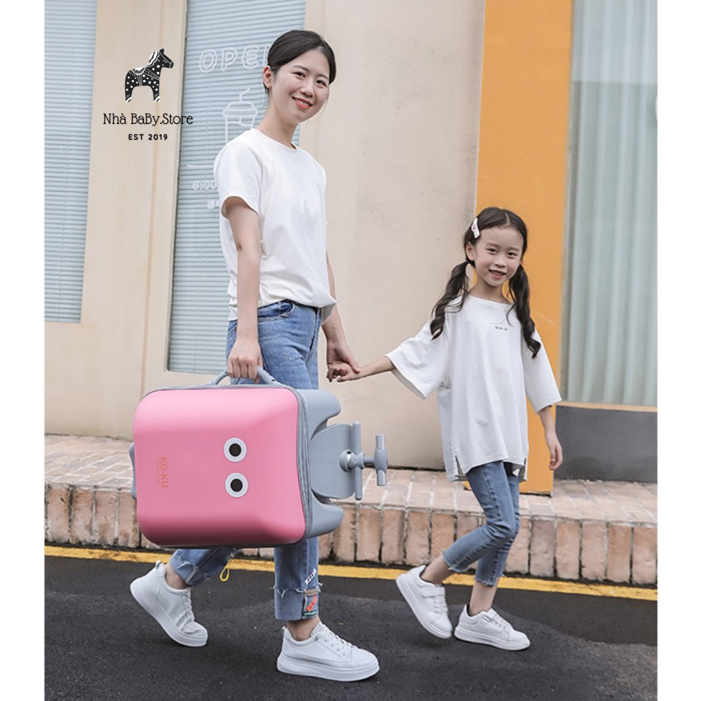 Vali Smile kiêm xe đẩy chính hãng Koku 21.5L Tặng kèm túi quà