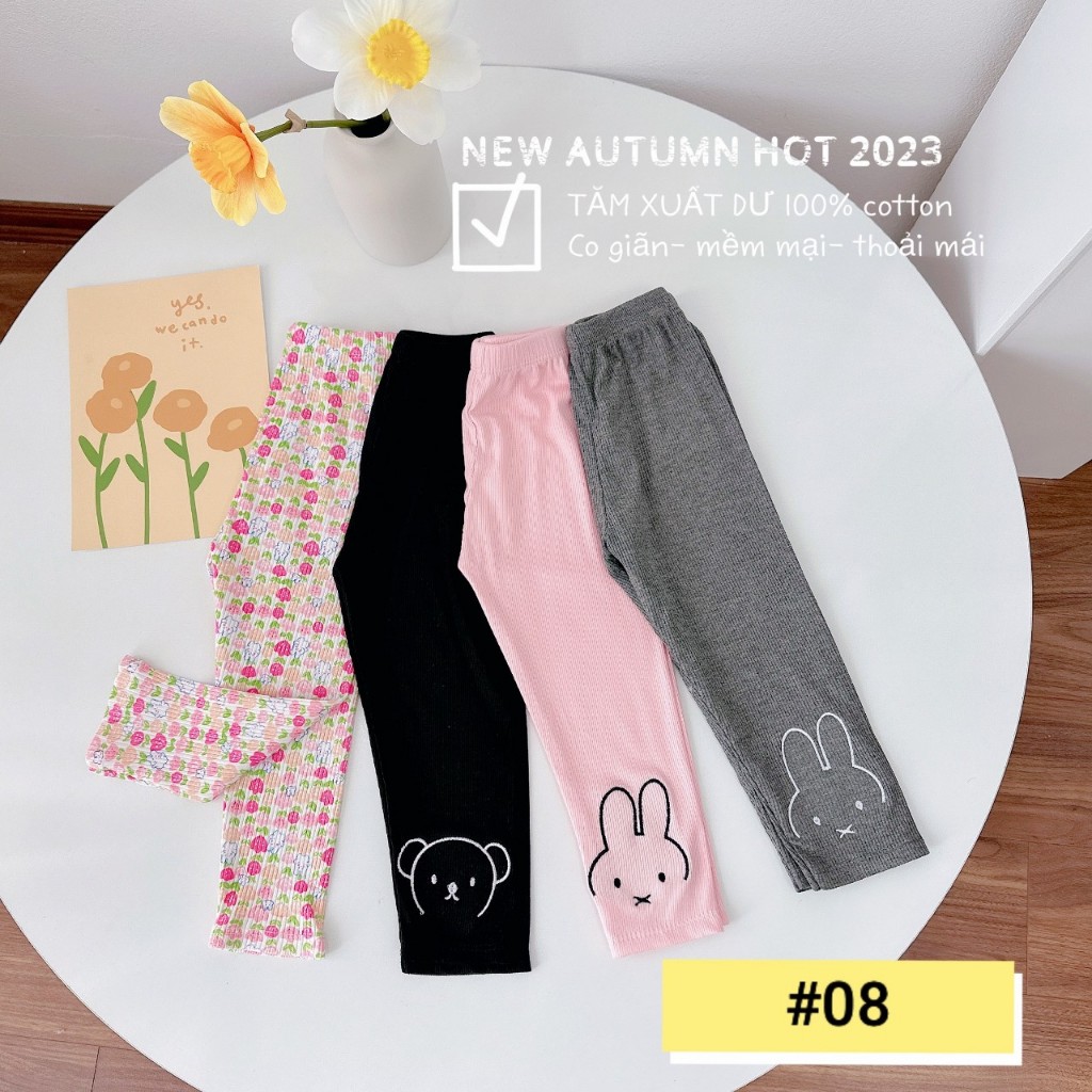 Combo 4 quần legging cho bé gái hoạ tiết dễ thương, quần dài thu đông cho bé gái