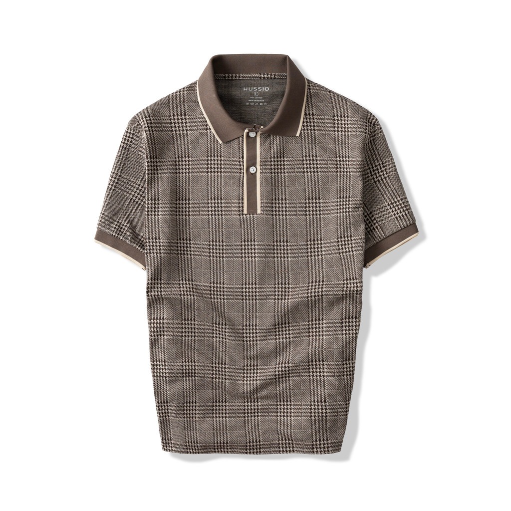 Áo polo nam caro DWES vải Cotton len cao cấp, thanh lịch, trẻ trung, chuẩn form - HUSSIO